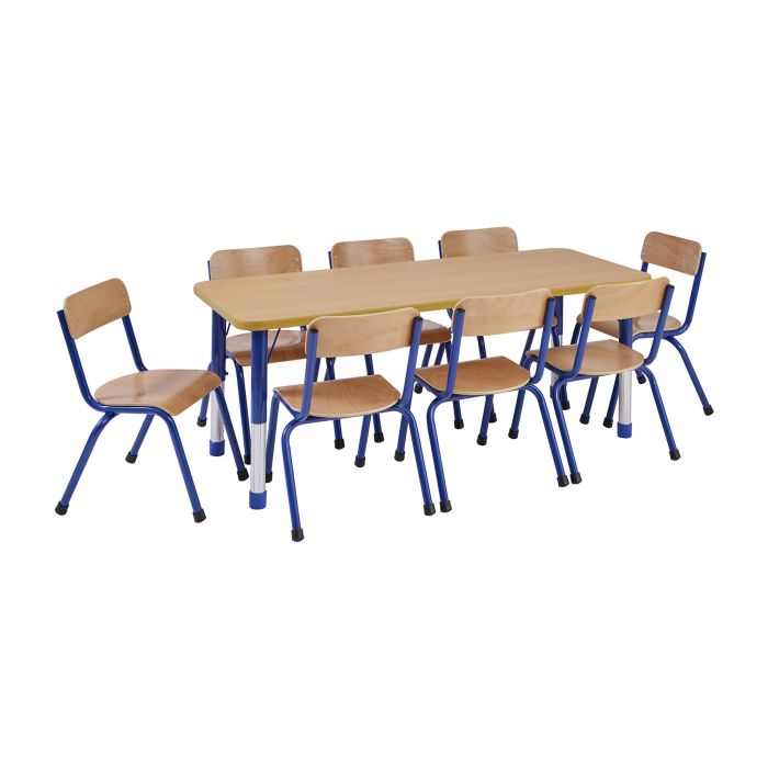 Milan Rectangular Height Adjustable Table - 8 Seater - Blue