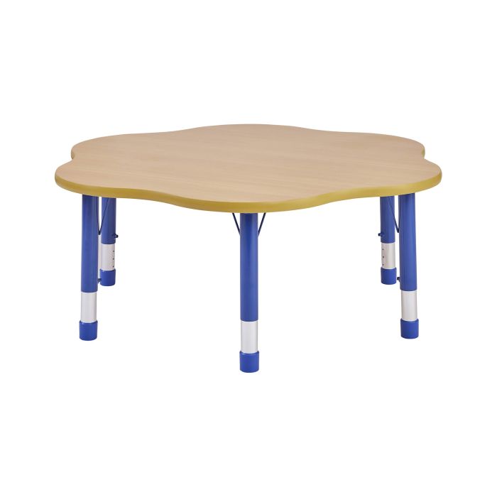 Milan Flower Height Adjustable Table - 6 Seater - Blue