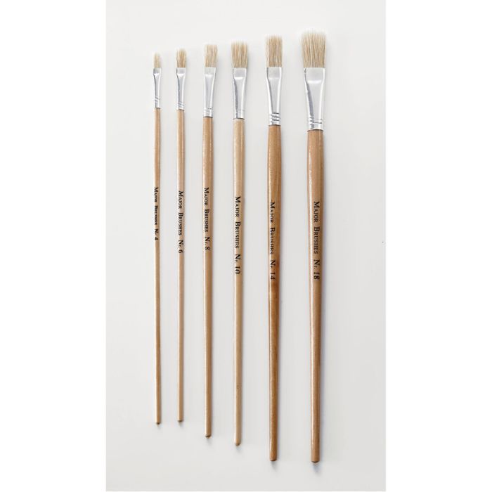 Classmates Long Flat Paint Brushes - Assorted Sizes - Pack of 60