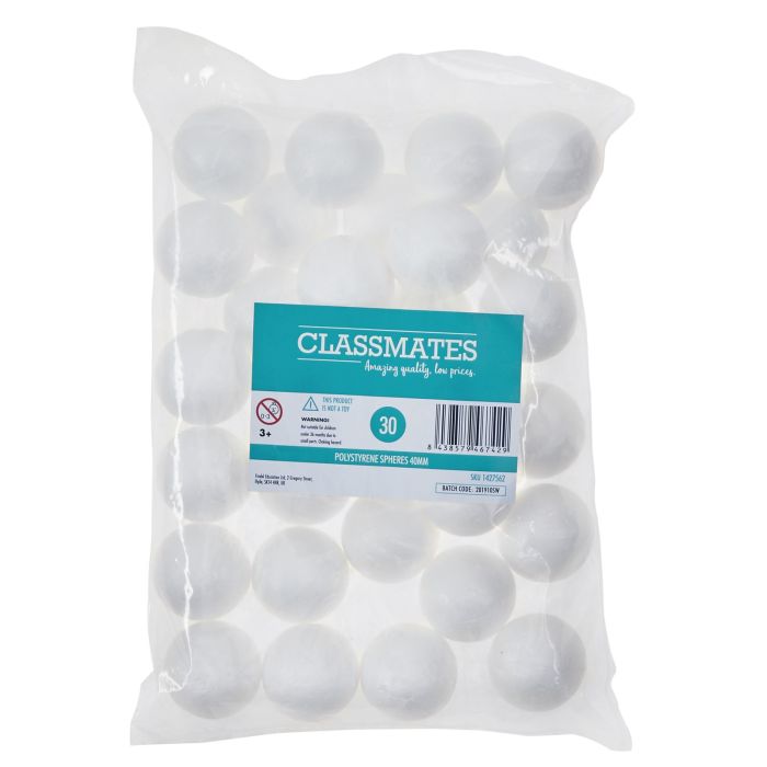 Polystyrene Spheres 40mm - Pack of 30
