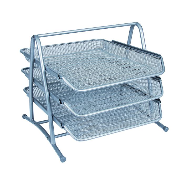 Mesh 3-Tier Letter Tray - Silver