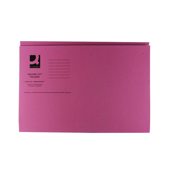 Square Cut Folders Medium Weight - Pink - Pack of 100