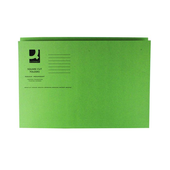 Square Cut Folders Medium Weight - Green - Pack of 100