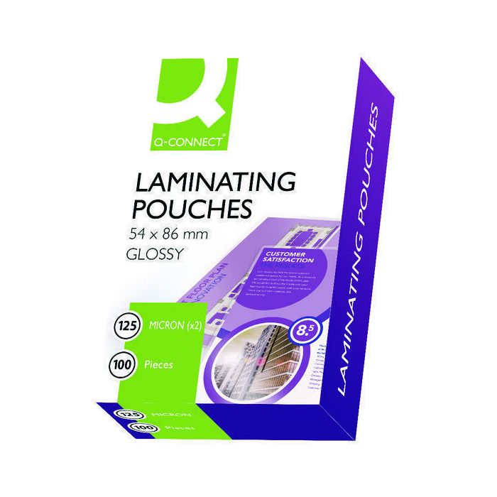 Laminating Pouches C/C 54 x 86mm 250 Micron - Pack of 100