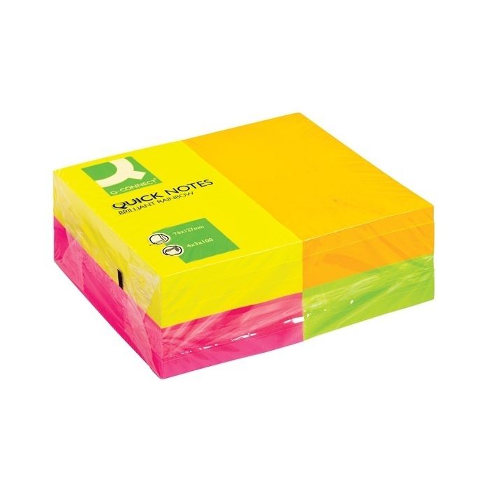 Coloured Sticky Notes 125 x 75mm - Neon Rainbow - Pack of 12