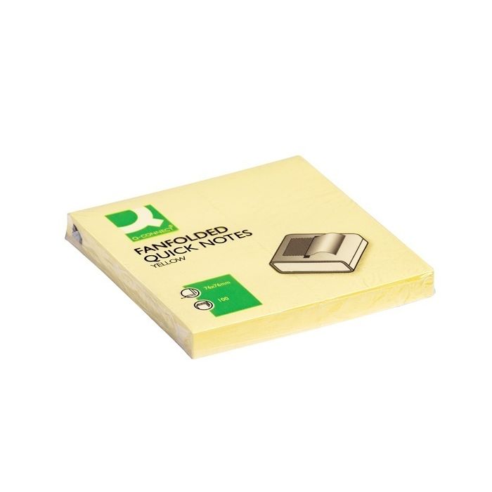 Fan Fold Z Notes 75 x 75mm - Yellow - Pack of 12