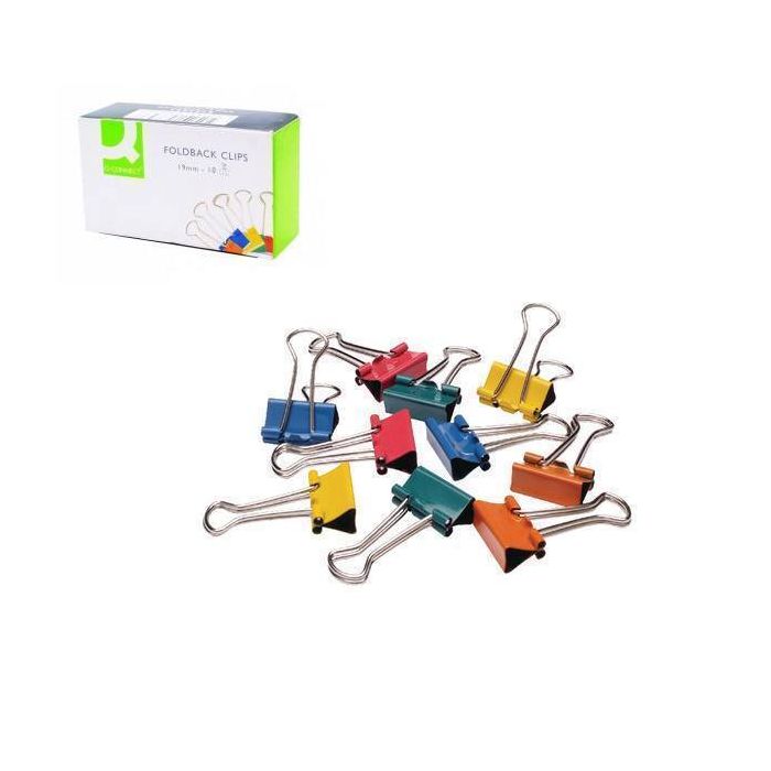 Foldback Clips 19mm - Assorted Colours - Pack of 10