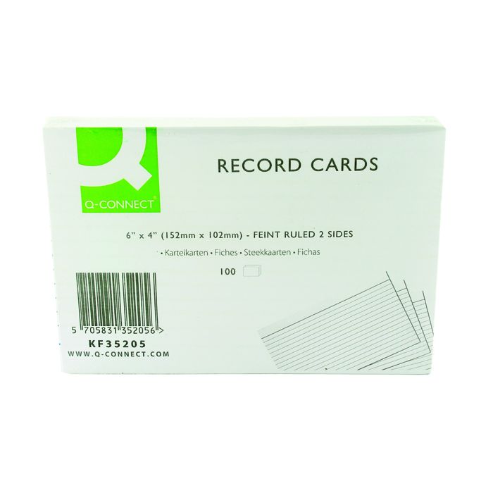 Record Card 6 x 4 Feint White - Pack of 100