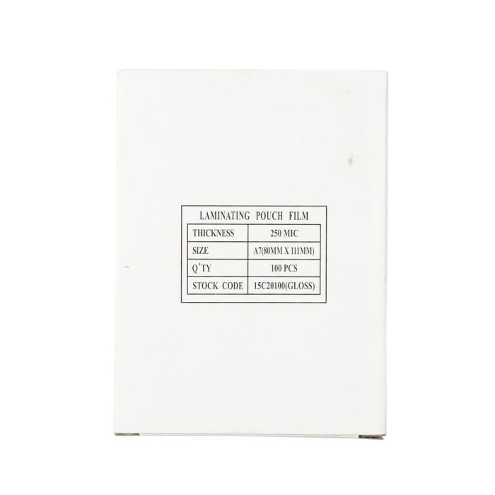Laminating Pouches A7 75 x 105mm 250 Micron - Pack of 100