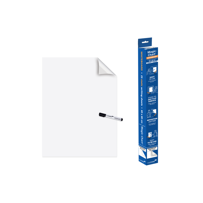 Plain White Magic Whiteboard Roll 80 x 60cm 25 Sheets
