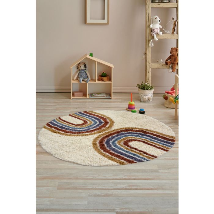 Modern Rainbow Circle Shaggy Rug - Small
