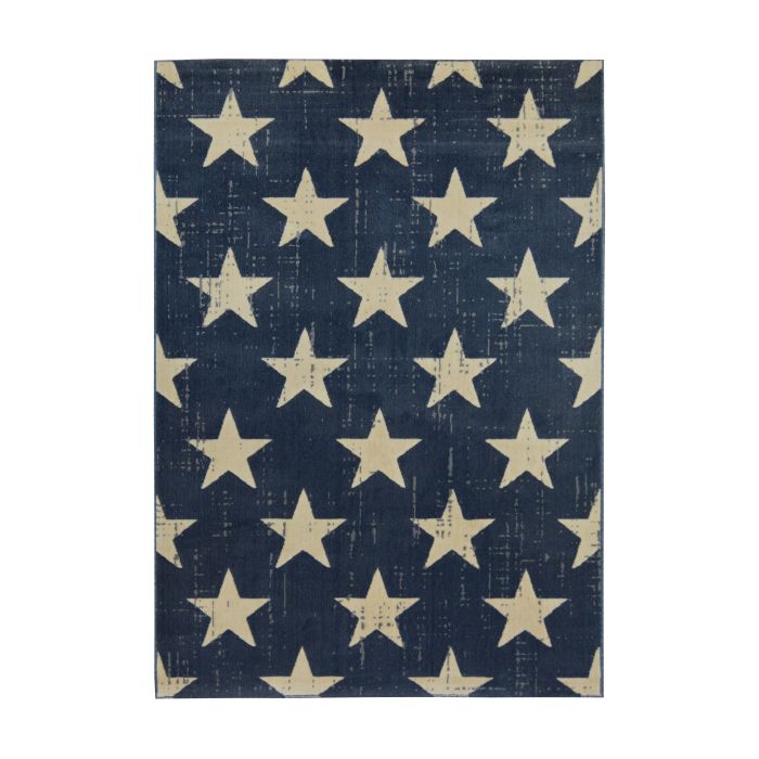 Star Drop Stitch Rug - Navy