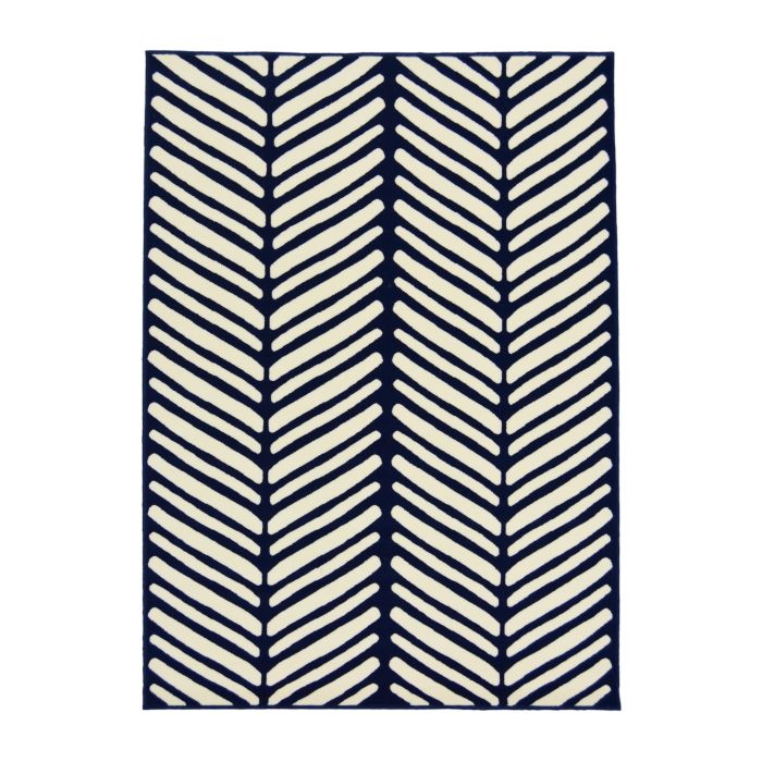 Zig Zag Geo Hardwearing Mat - Medium - Navy