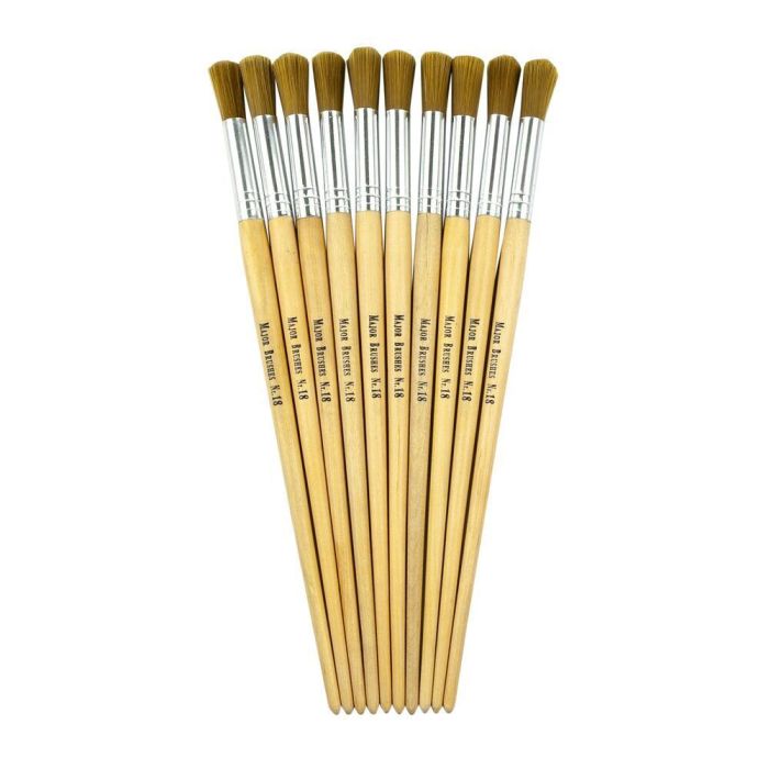 Long Handle Nylon Round Brushes Size 18 - Pack of 10