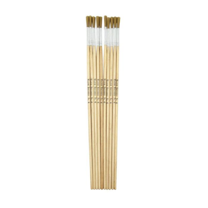 Long Handle Nylon Round Brushes Size 6 - Pack of 10