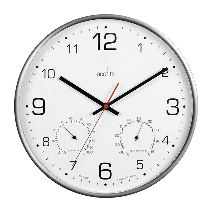 Non Ticking Metal Thermo Hygro Clock