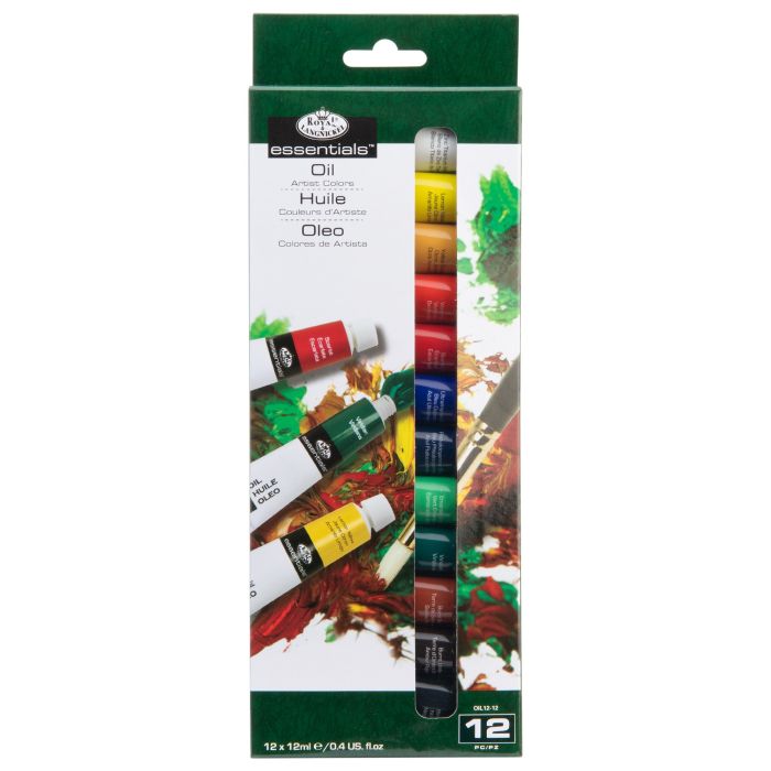 Oil Paint Set - Pack of 12 with 2 Brushes