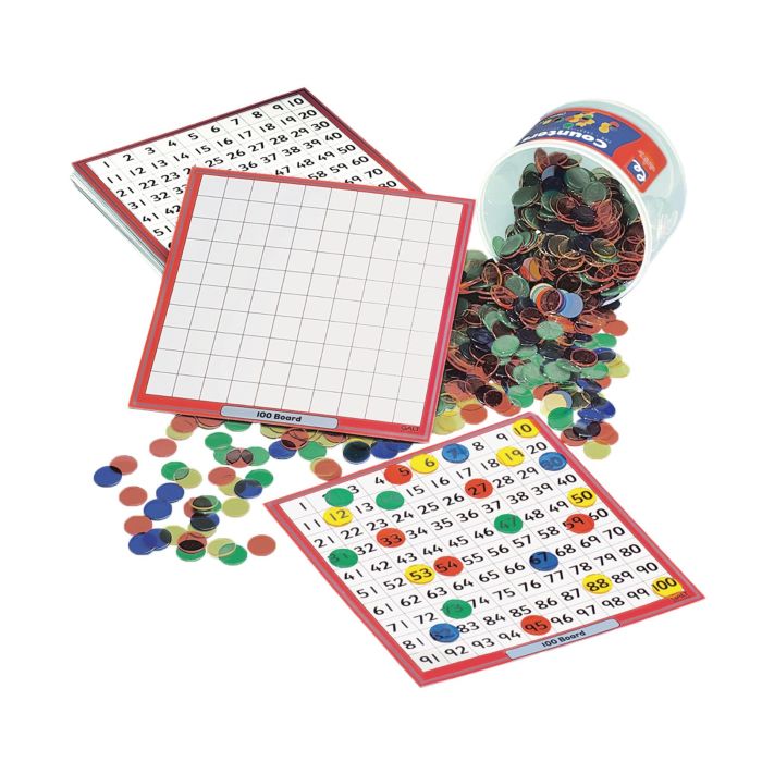 Pupil Dry -Wipe Boards and Tub of Counters Classpack