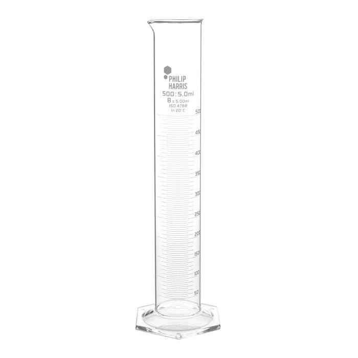 Philip Harris Glass Measuring Cylinder 500ml - Pack of 2