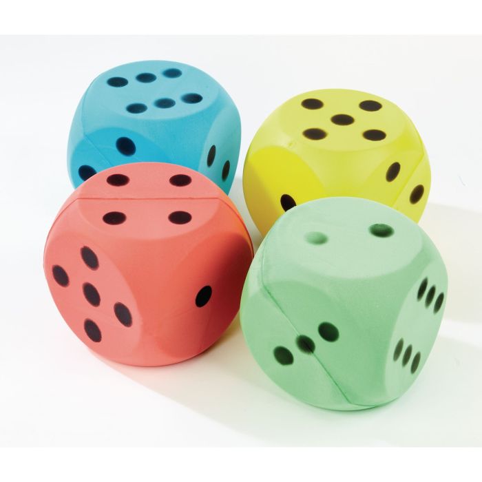 Foam Dice Assorted - Pack of 4