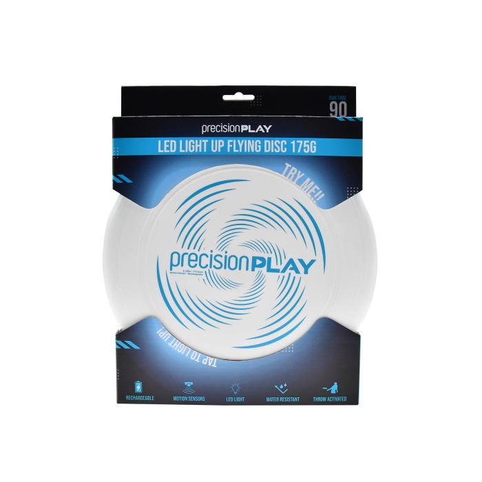 PrecisionPLAY LED Light-Up Flying Disc - White/Blue