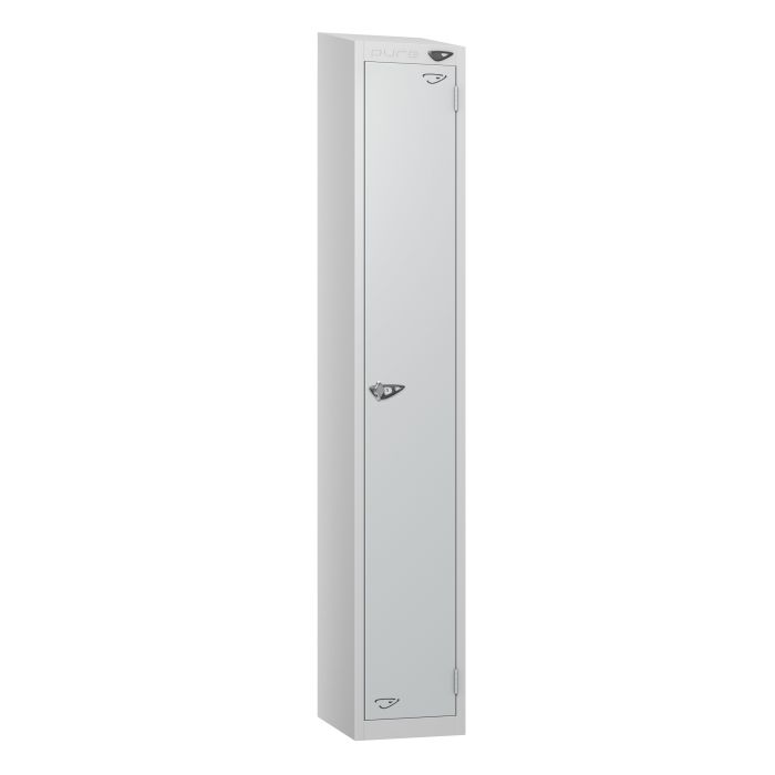 Lockers- Full Height- Sloping Top- Depth 30cm- Silver 1 Door