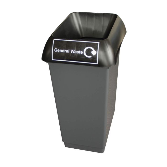 50L Recycling Bin With Black Lid With General Waste Logo - Pack of 2