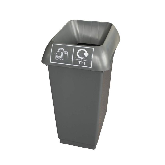50L Recycling Bin With Grey Lid With Metal Tins Logo - Pack of 2