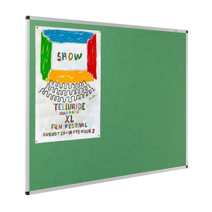 Eco-Colour Resist-a-Flame Aluminium Framed Noticeboard 600 x 900mm - Green