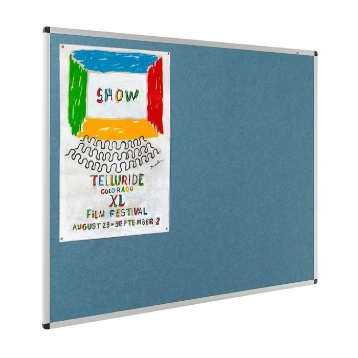 Eco-Colour Resist-a-Flame Aluminium Framed Noticeboard 600 x 900mm - Light Blue