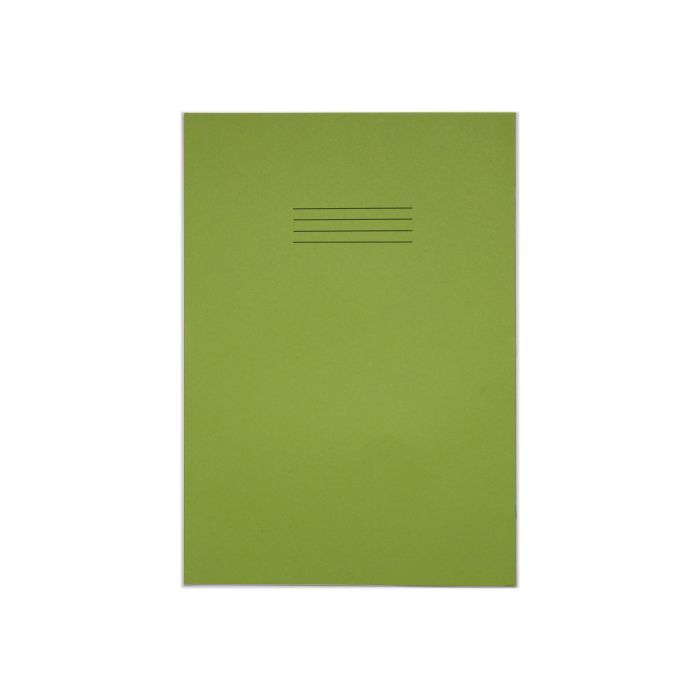 Rhino A4 Tinted Paper Exercise Books 80 Page 8mm Ruled with Margin Green Paper - Pack of 50