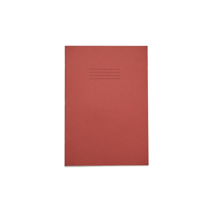 Rhino A4 Tinted Paper Exercise Books 80 Page 8mm Ruled with Margin Pink Paper - Pack of 50