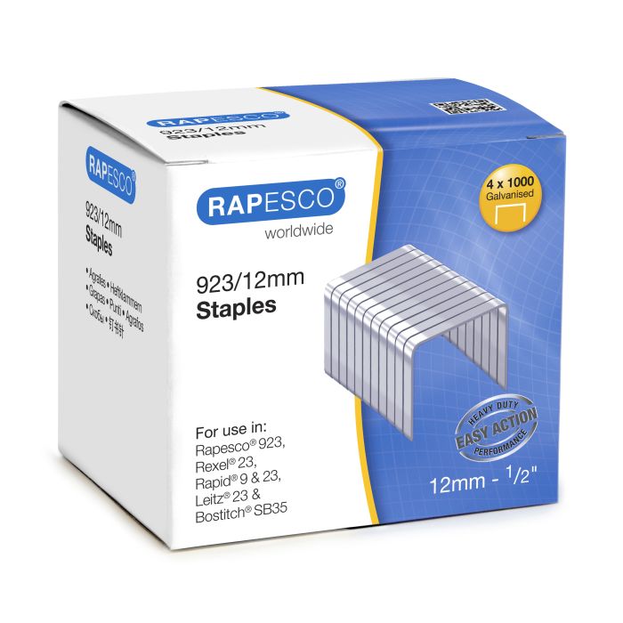 Rapesco Galvanised Staples - 923/12mm - Pack 4000