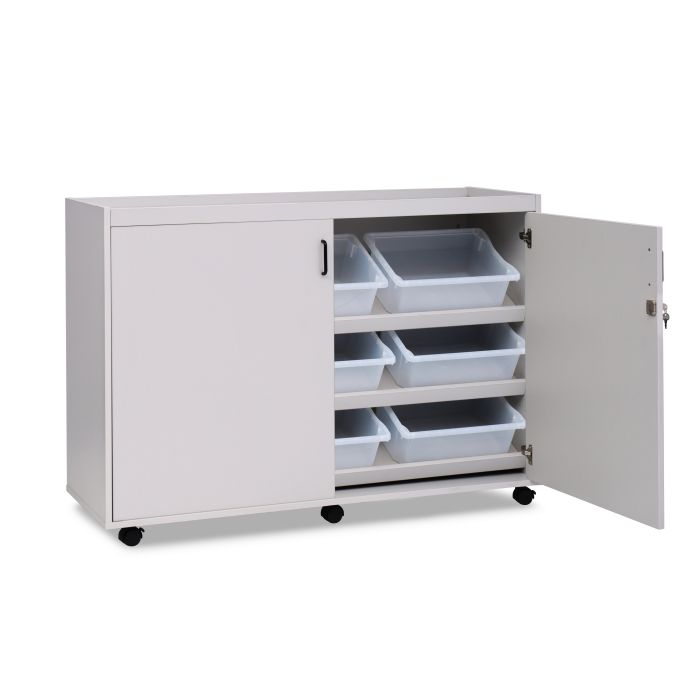 Grey 9 Tray Sloping Unit with Lockable Doors