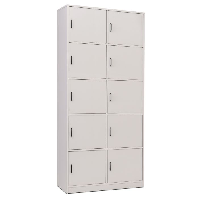 Grey 10 Compartment Bag Store with Doors
