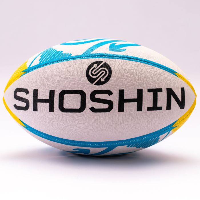 SHOSHIN Training Rugby Ball - White/Yellow/Blue - 5