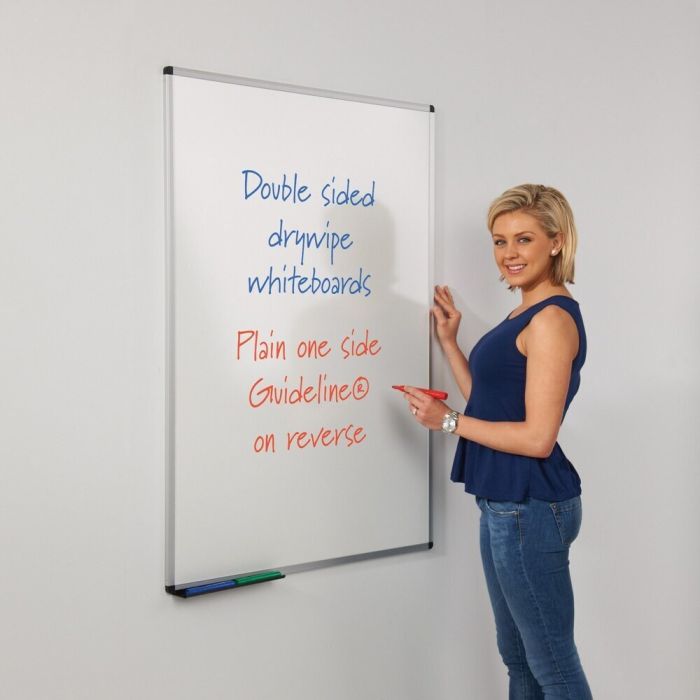 Plain & Gridded Non-Magnetic Whiteboard Aluminium Frame - 1200 x 900mm