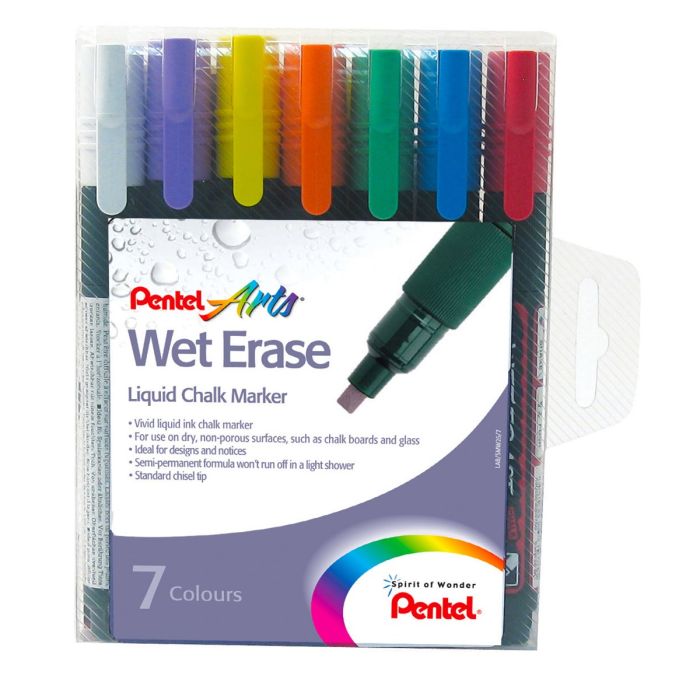 Pentel Liquid Chalk Markers Assorted - Pack of 7