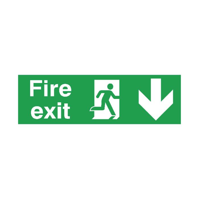 Fire Exit Sign Down 150 x 450mm PVC