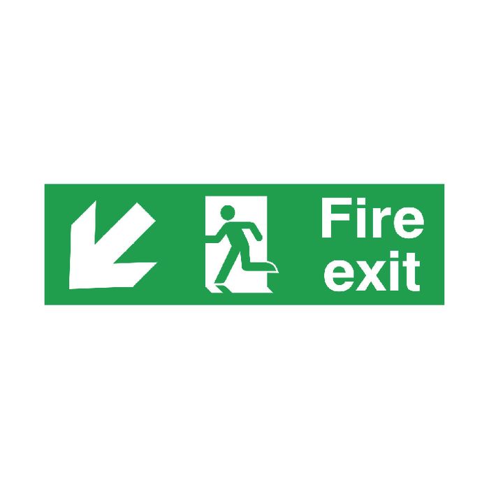 Fire Exit Sign Down Left 150 x 450mm PVC