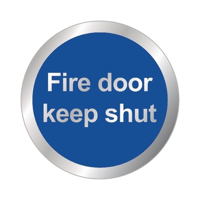 Fire Door Keep Shut Door Sign 76mm Diameter al S/A