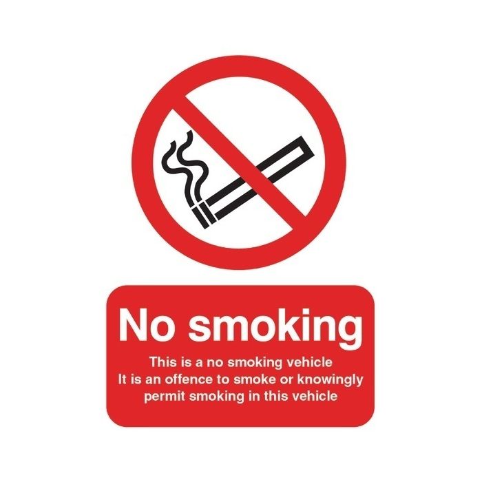 No Smoking This Is A No Smoking Vehicle Sign 100 x 75mm S/A