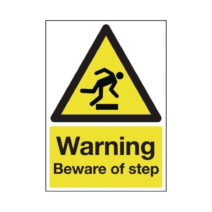 Warning Beware of Step Sign A5 PVC