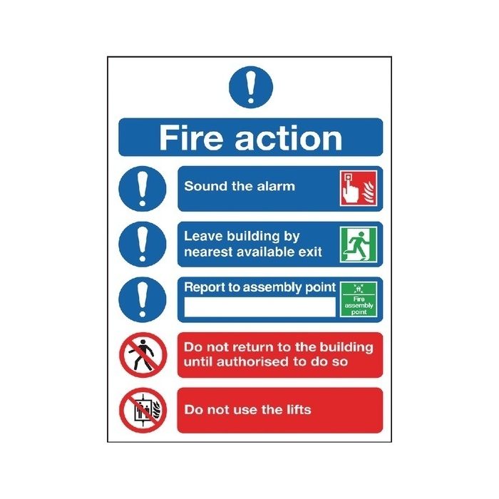Fire Action Symbolised Sign A5