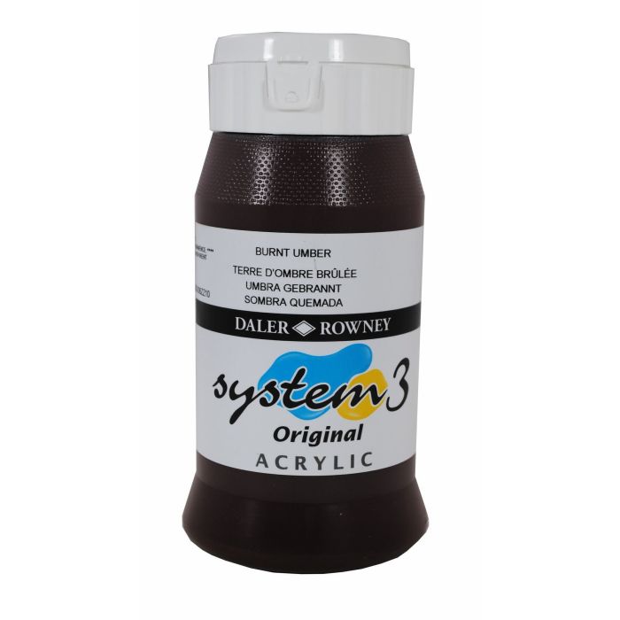 System 3 Acrylic 500ml - Burnt Umber