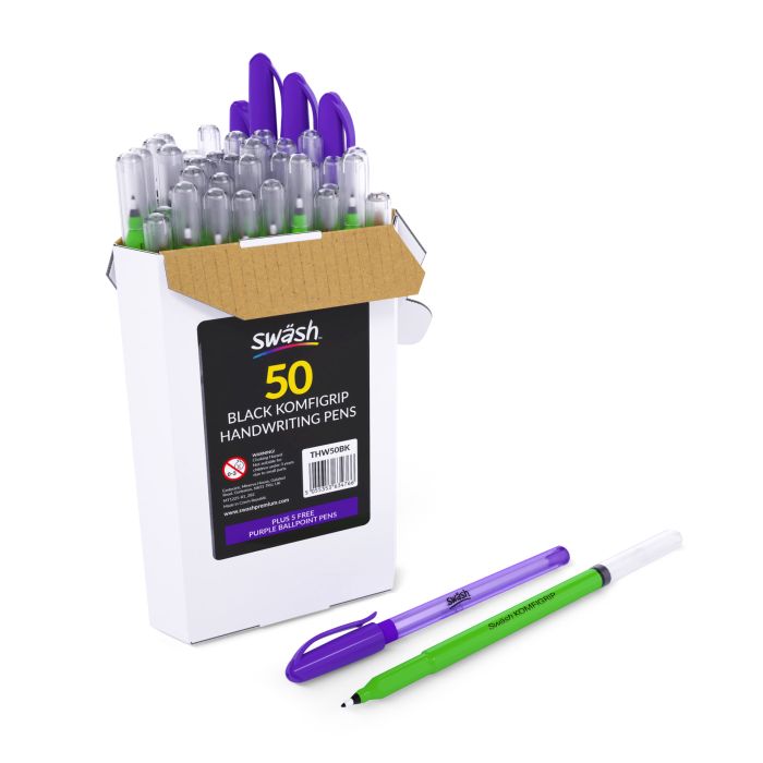 Swäsh Handwriting Pen KOMFIGRIP - Black - Pack of 50