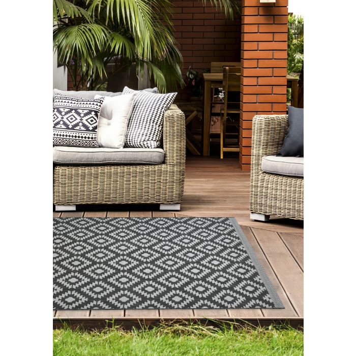 Grey Tile Indoor/Outdoor Flatweave Rug - Medium