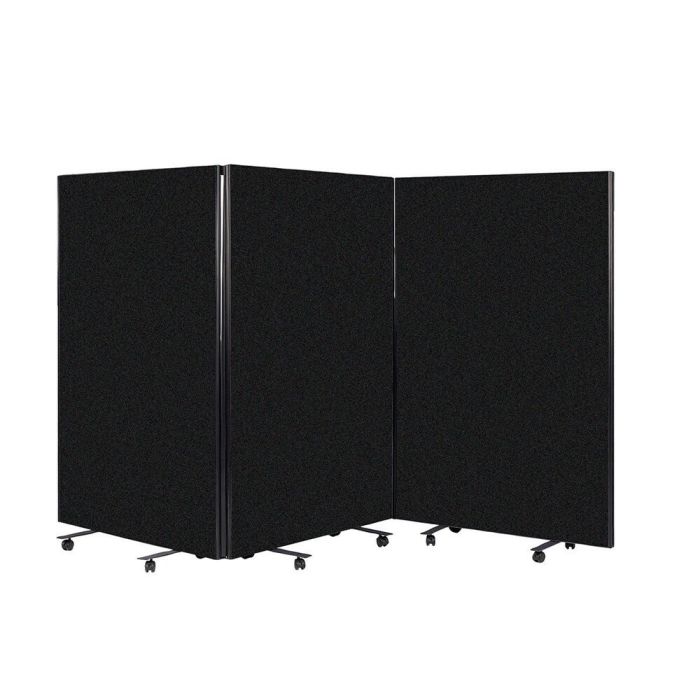 Busyscreen Tripe Safety Partition 1525 x 1200mm Black Trim Woven Black