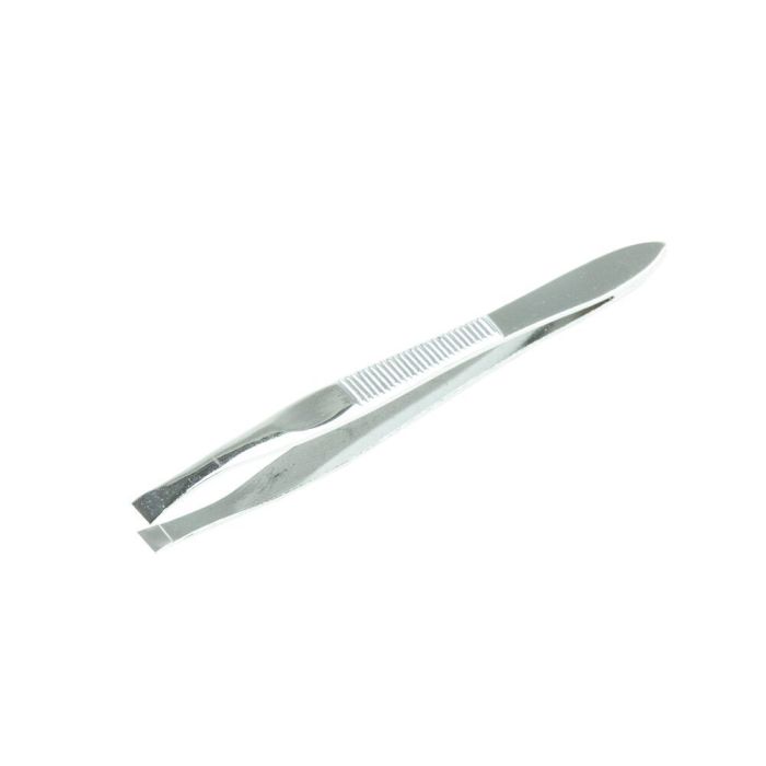 Nickel Plated Tweezer 75mm Flat End