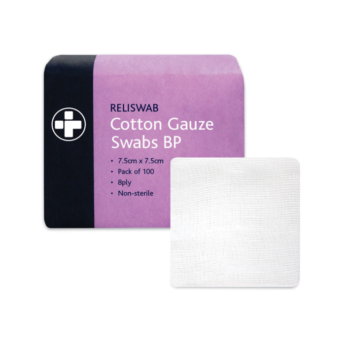 Cotton Gauze Swabs 7.5cm x 7.5cm P100